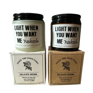 Light When You Want Me Naked Candles x‎ 2 Soy Wax Scented Candles 4 oz each NEW